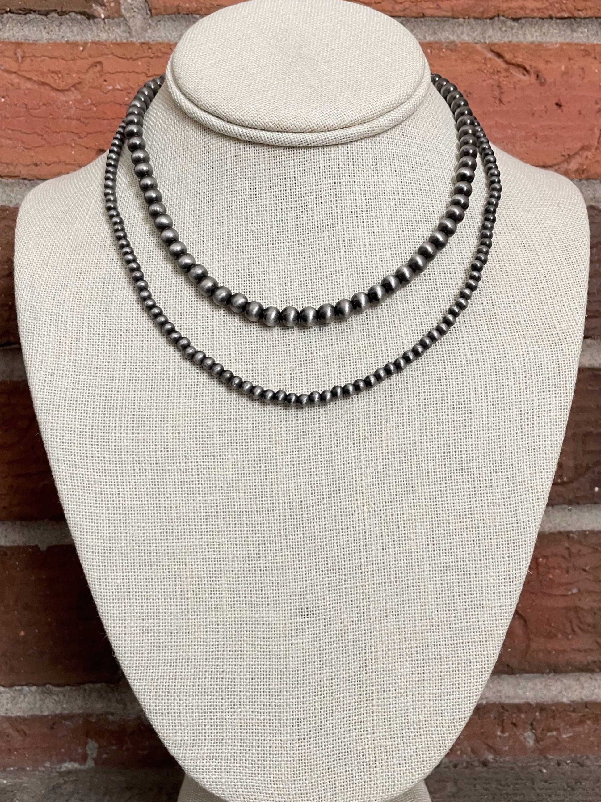 Navajo Style Pearl Double Layer Necklace