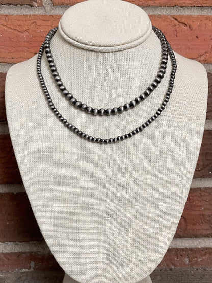 Navajo Style Pearl Double Layer Necklace