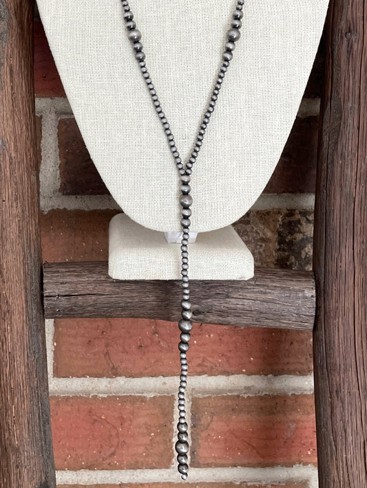 Navajo Style Pearl Graduated Lariat Necklace