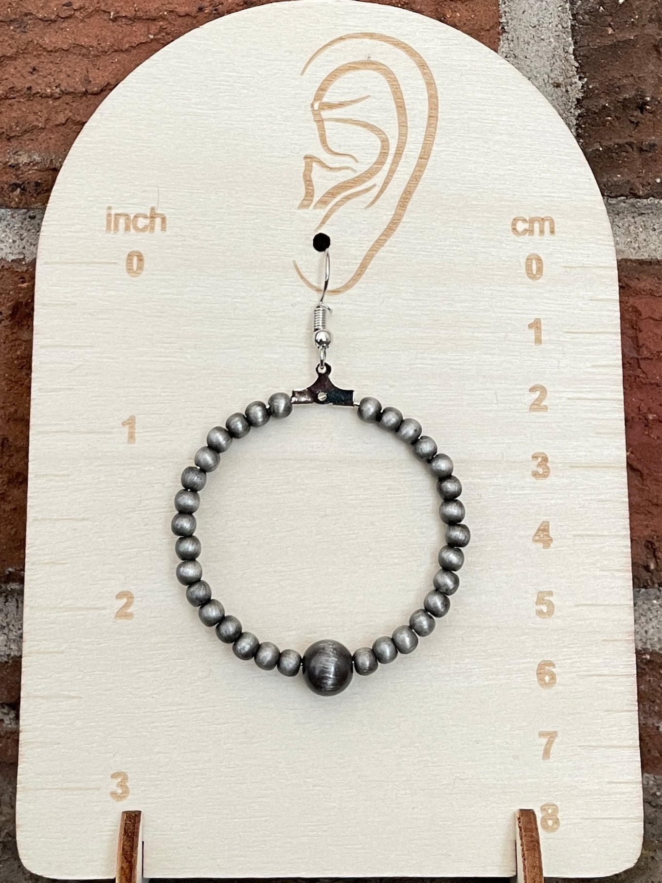 Navajo Style Pearl Hoop Drop Earrings