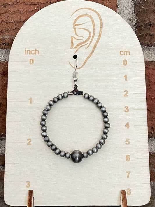 Navajo Style Pearl Hoop Drop Earrings