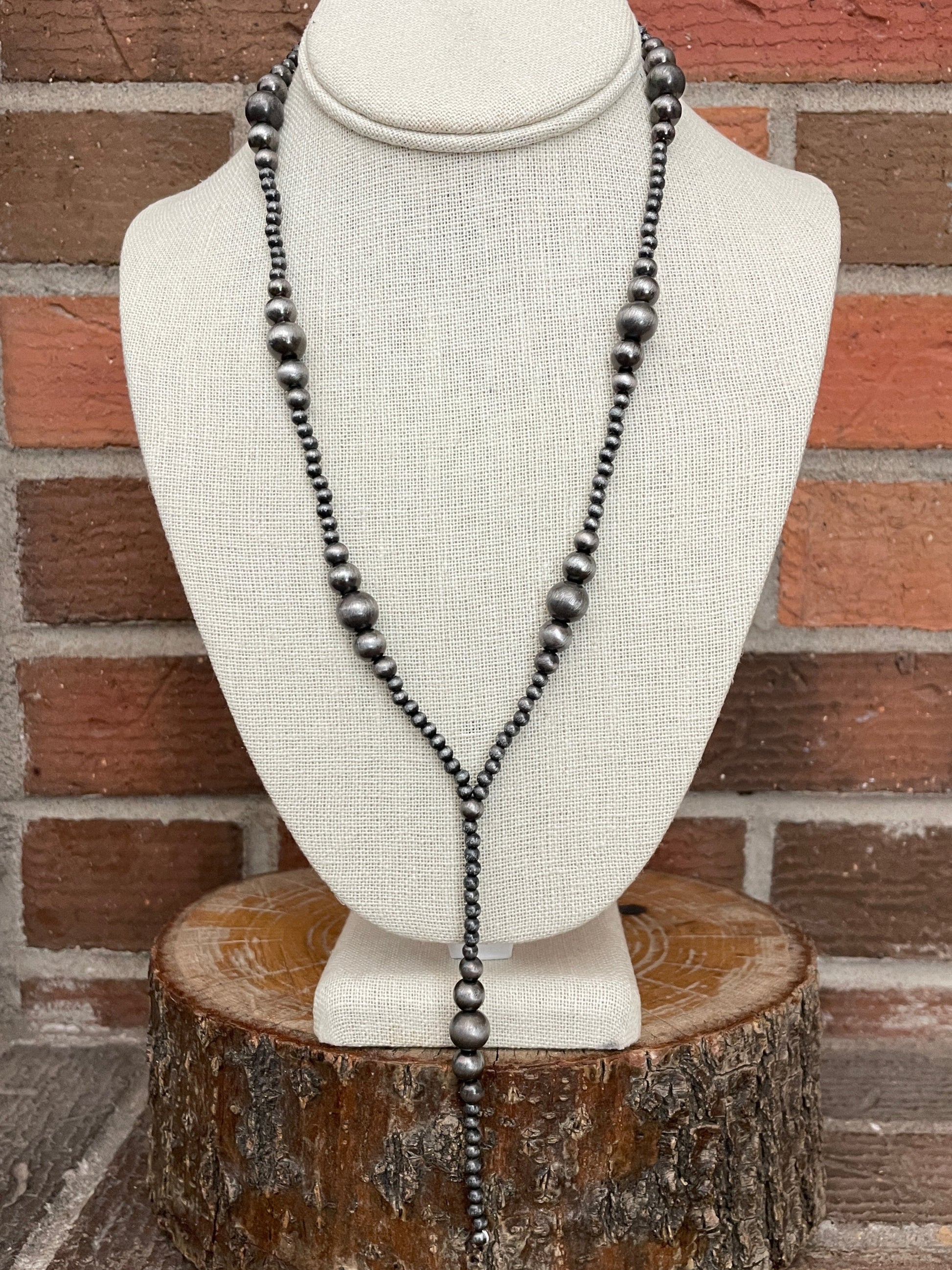 Navajo Style Pearl Lariat and Choker Necklace Set