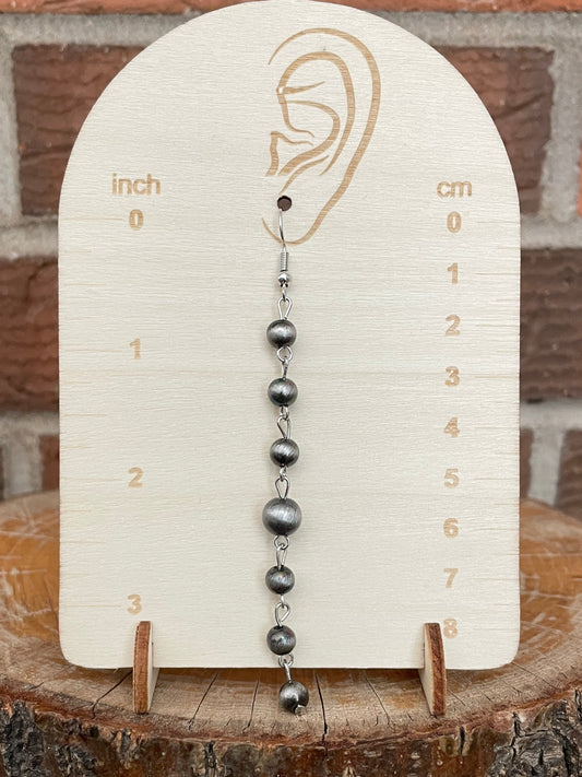 Navajo Style Pearl Spaced Bead Dangle Earrings