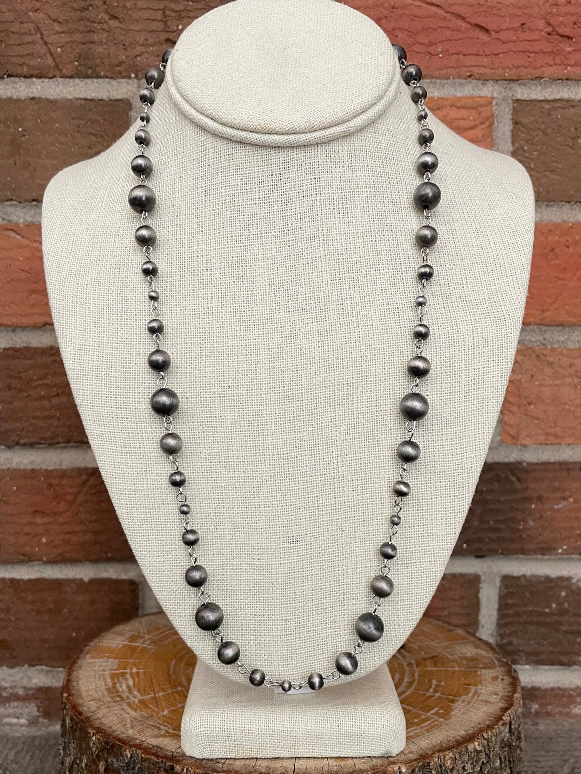 Navajo Style Pearl Spaced Bead Lariat Convertible Necklace