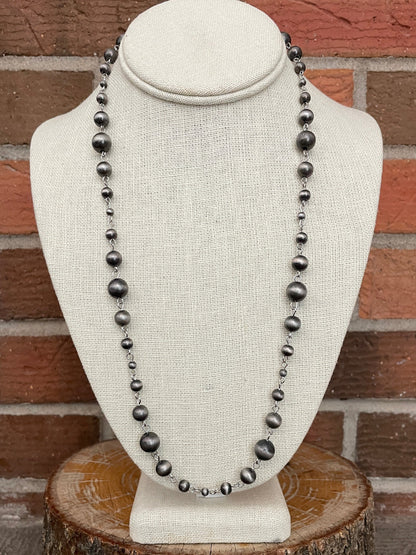 Navajo Style Pearl Spaced Bead Lariat Convertible Necklace