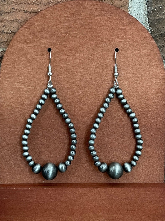 Navajo Style Pearl Teardrop Earrings