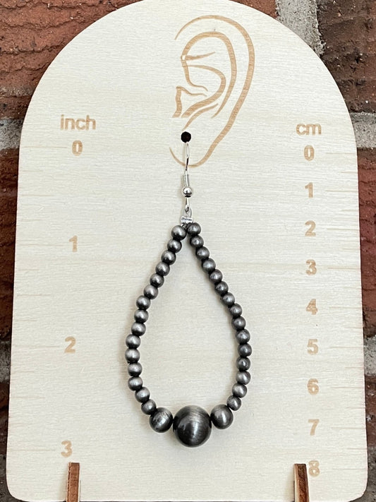 Navajo Style Pearl Teardrop Earrings