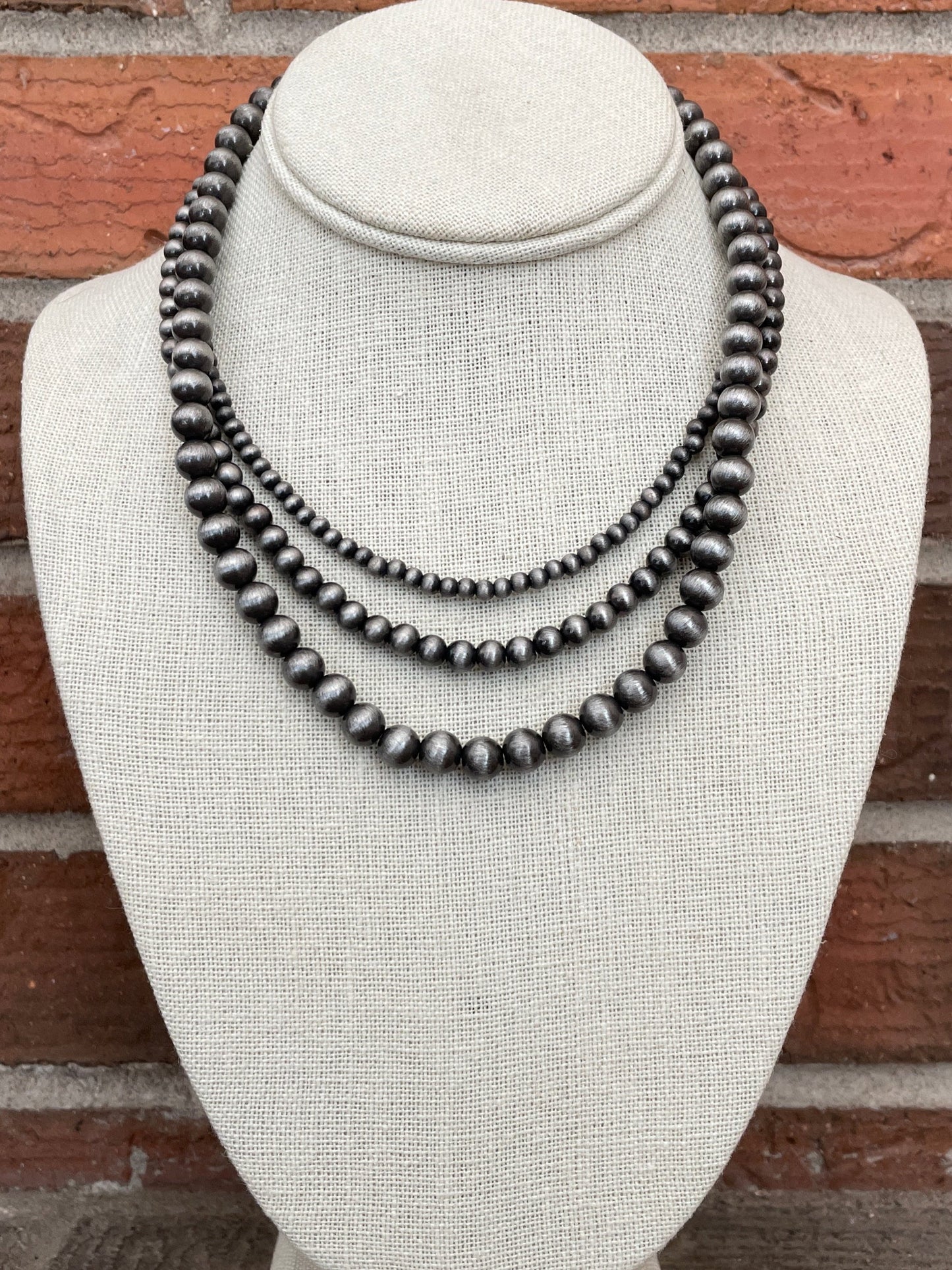 Navajo Style Pearl Triple Layer Necklace