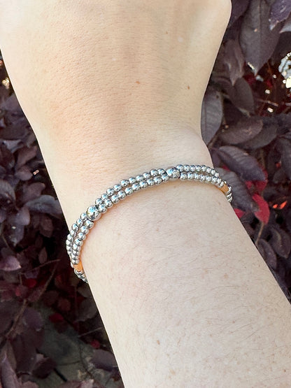 Orange Cable Knit Beaded Stainless Steel Western Pearl Bracelet Red Saguaro Jewelry by Cimarron Red Saguaro Trading Post