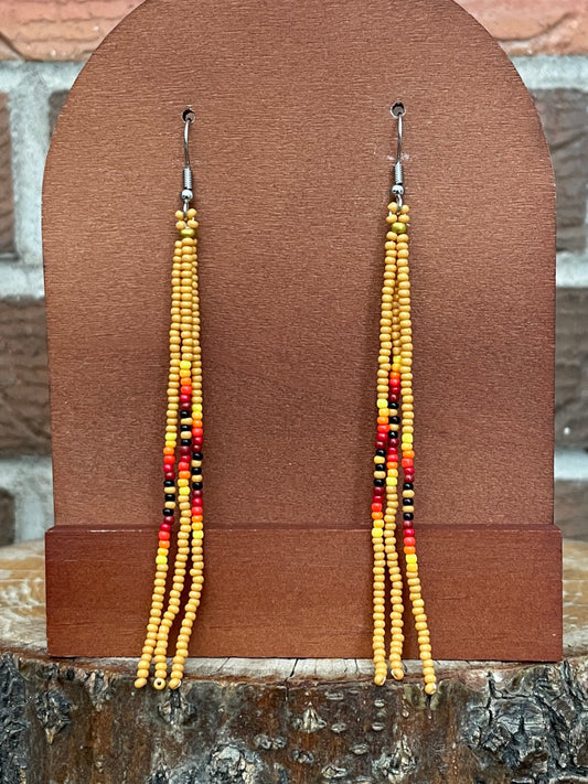 Orange Southwest Pattern Seed Bead Earrings