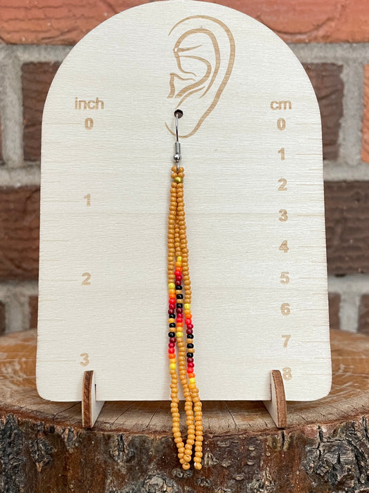 Orange Southwest Pattern Seed Bead Earrings