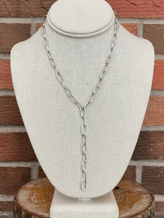 Paperclip Chain Lariat Necklace