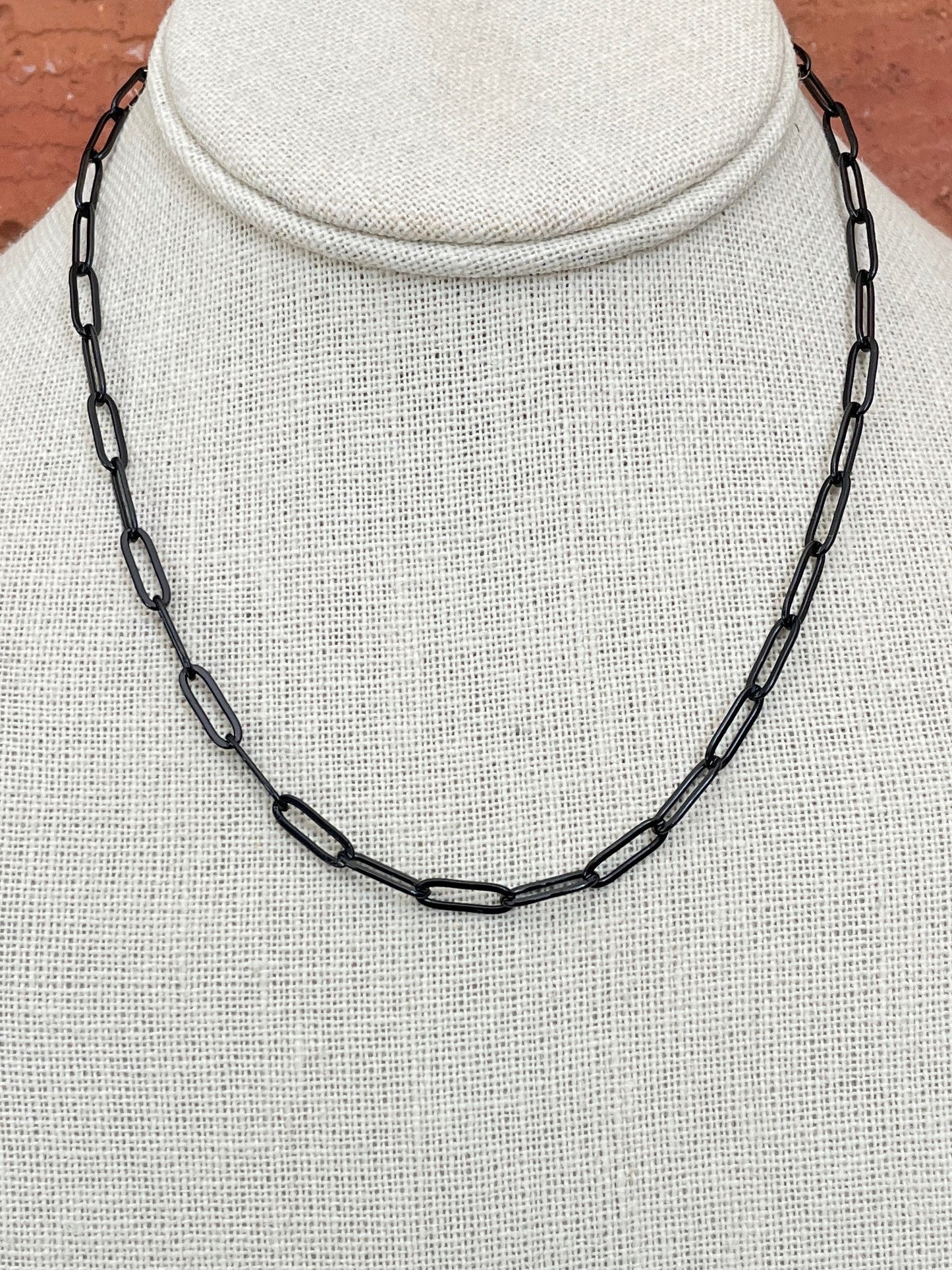 Paperclip Chain Necklace - Black