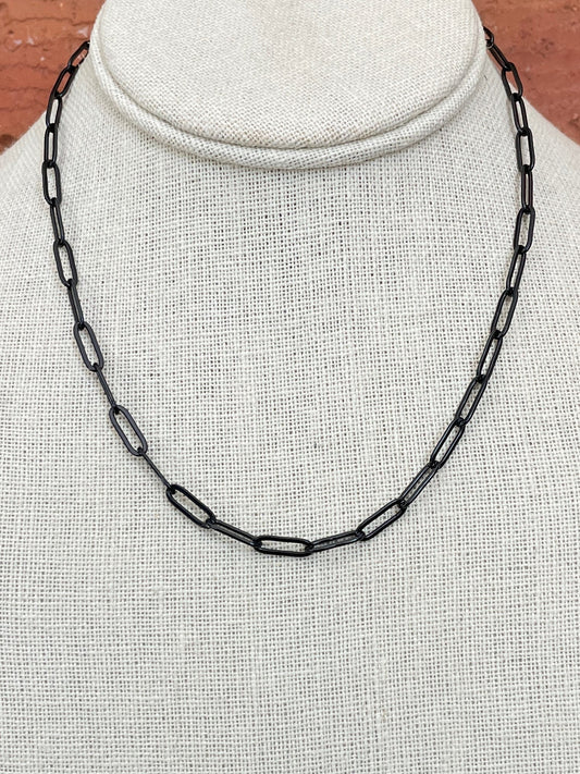 Paperclip Chain Necklace - Black