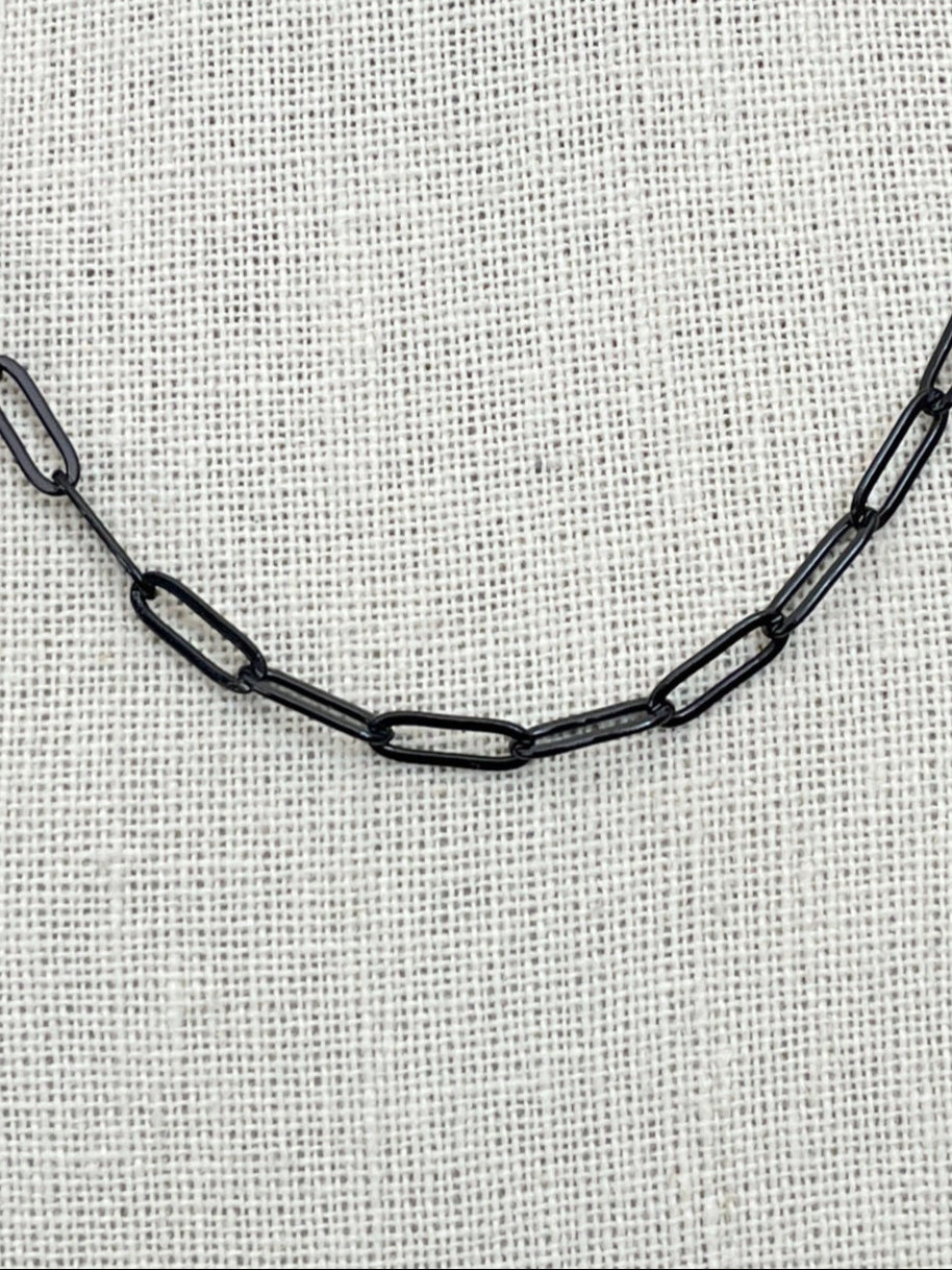 Paperclip Chain Necklace - Black