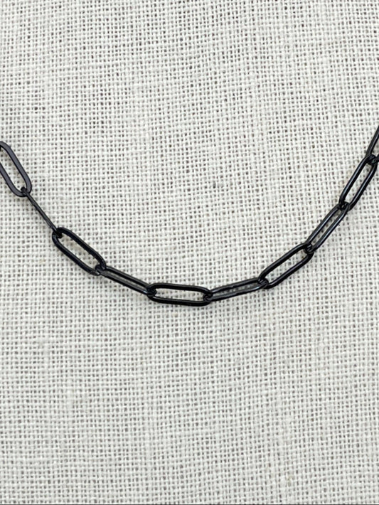 Paperclip Chain Necklace - Black