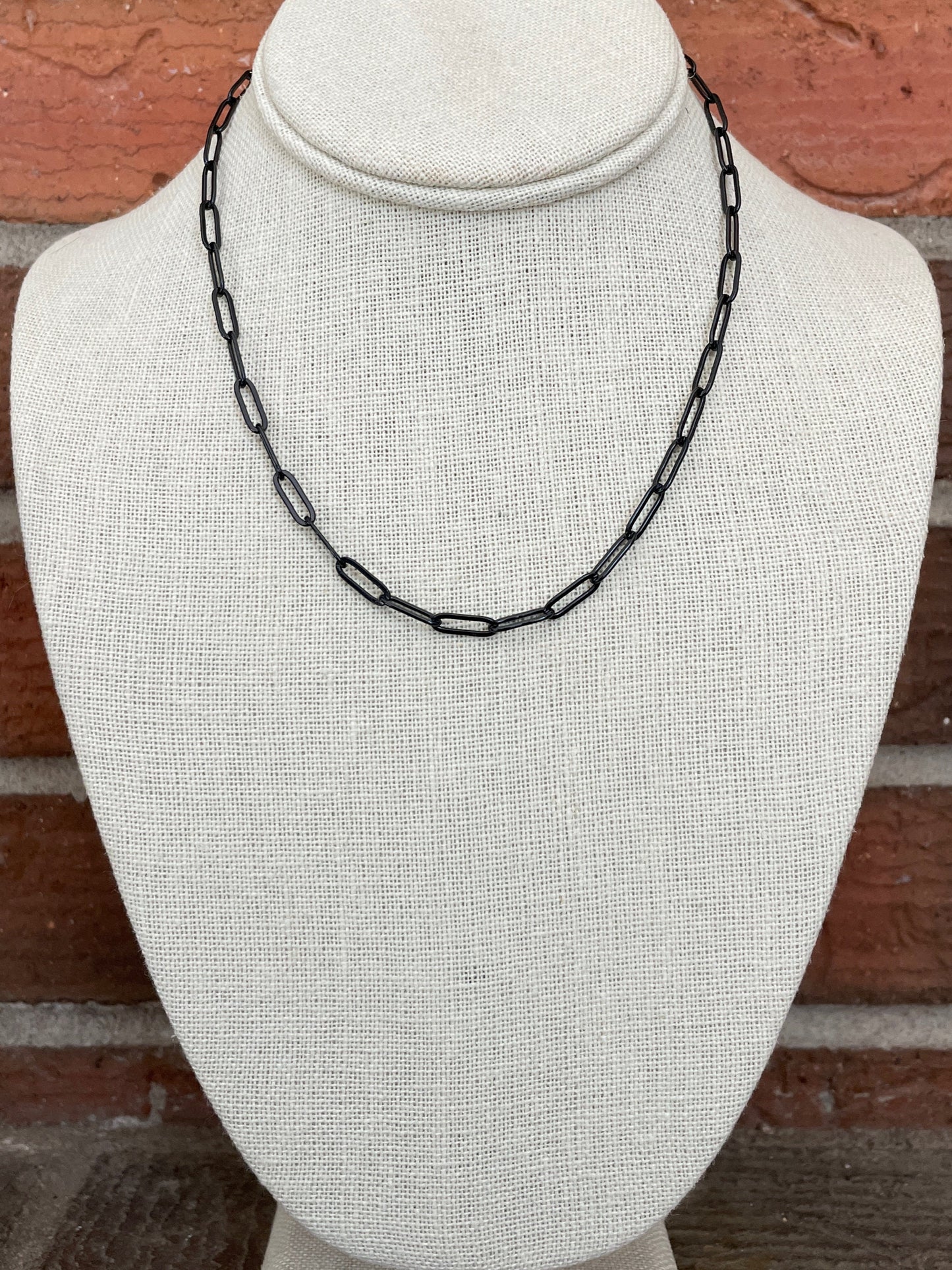 Paperclip Chain Necklace - Black