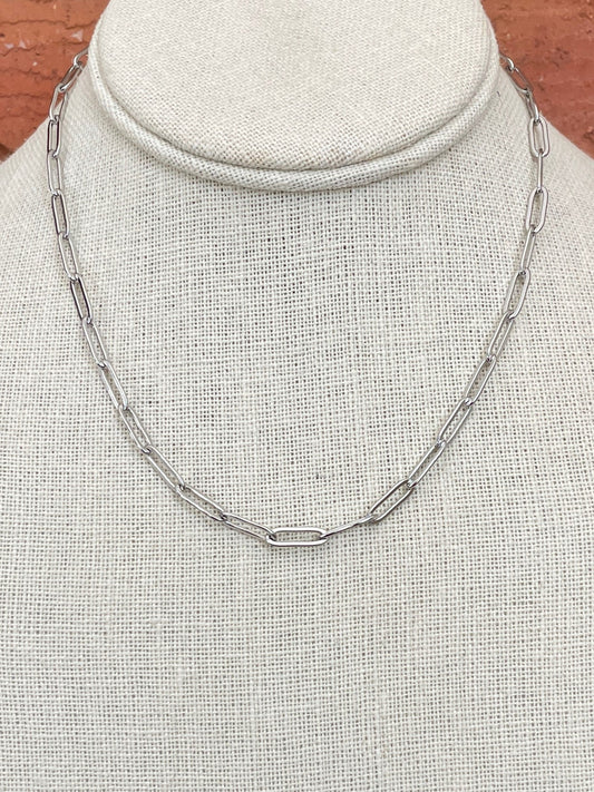 Paperclip Chain Necklace - Silver