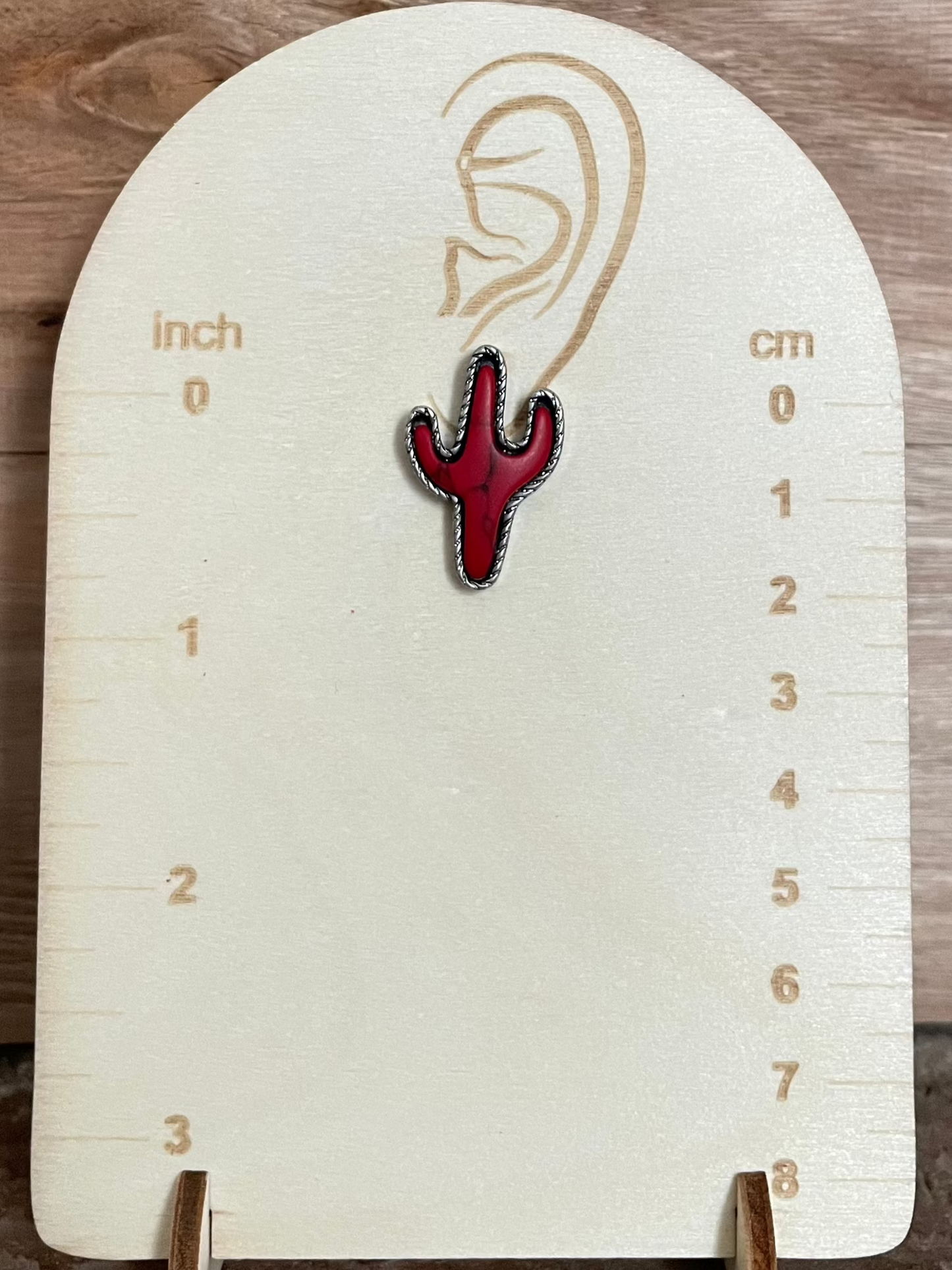 Red Saguaro Cactus Stud Earrings