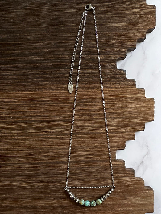 Sagebrush Prairie Western Pearl Bar Necklace 17 inch