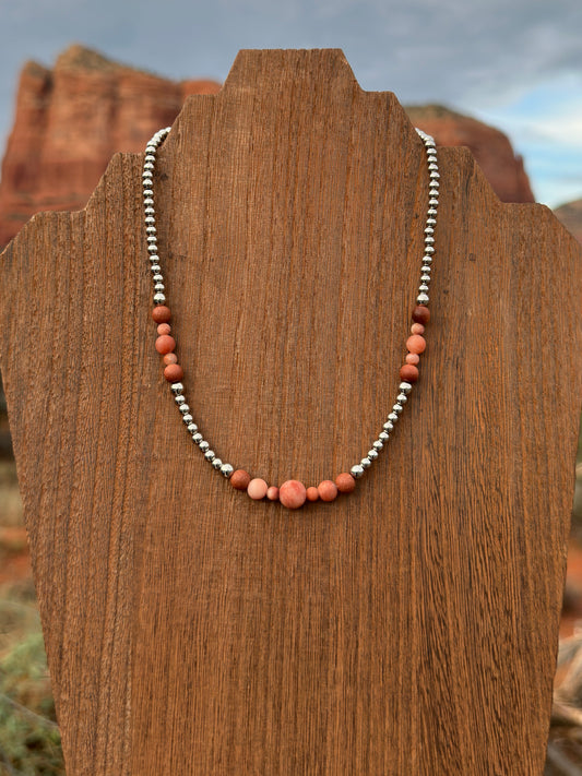 Sedona Sunset Stainless Steel Western Pearl Necklace 16 inch Red Saguaro Jewelry by Cimarron Red Saguaro Trading Post