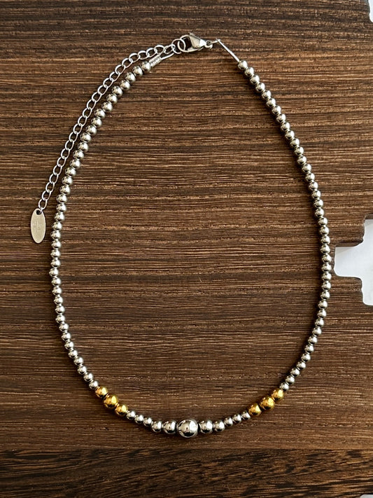 Silver Center Dual Graduated Stainless Steel Western Pearl Choker Necklace 14 inch Red Saguaro Jewelry by Cimarron Red Saguaro Trading Post