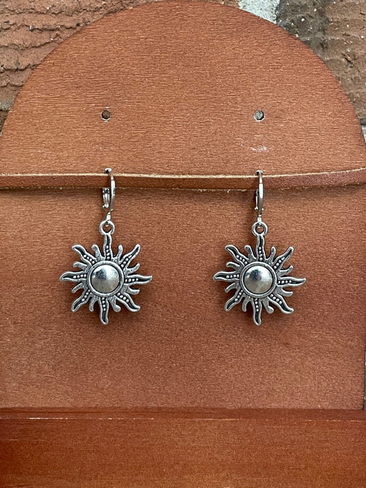 Silver Sunburst Earrings