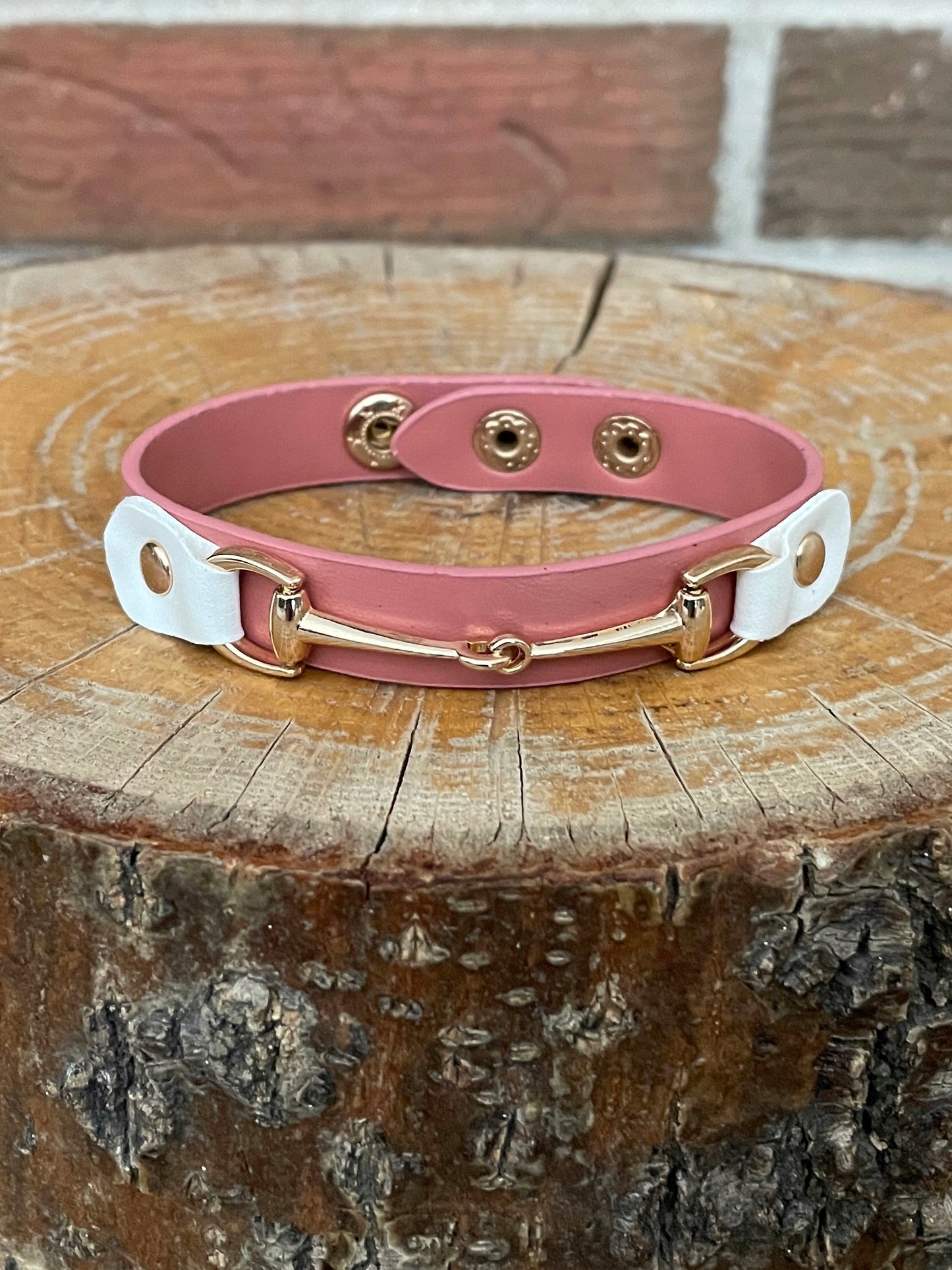 Snaffle Bit Bracelet - Dusty Pink & White