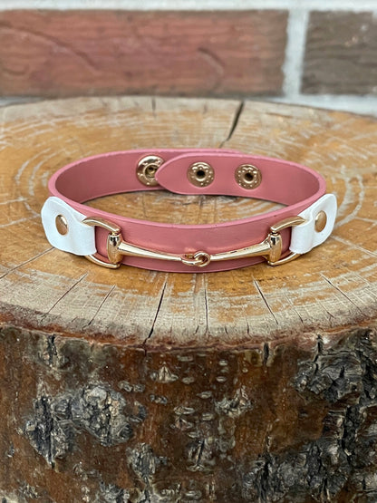 Snaffle Bit Bracelet - Dusty Pink & White