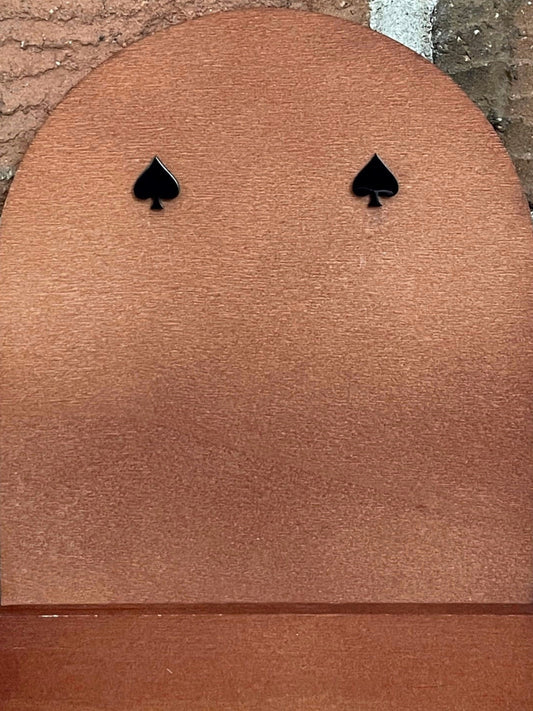 Spade Stud Earrings - Black