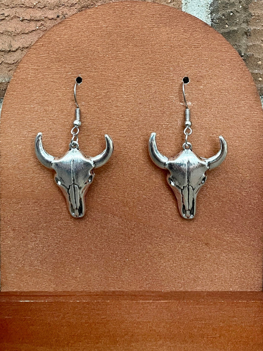 Steer Skull Drop Earrings