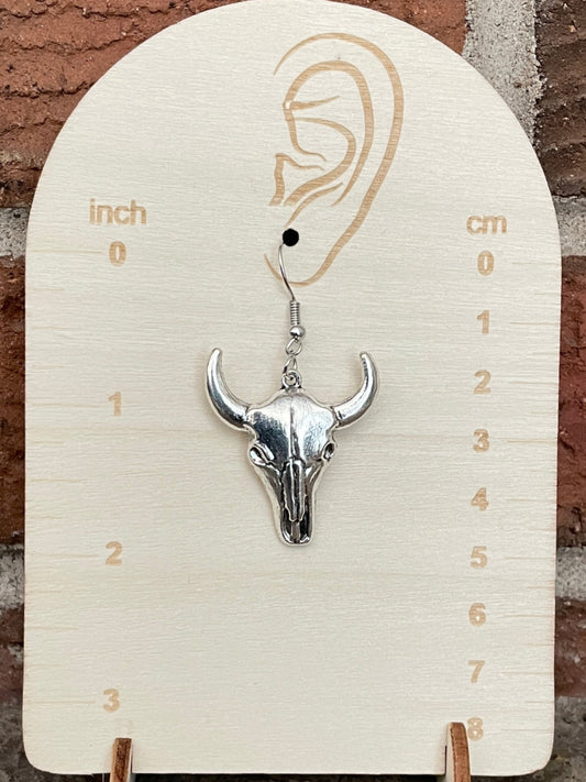 Steer Skull Drop Earrings