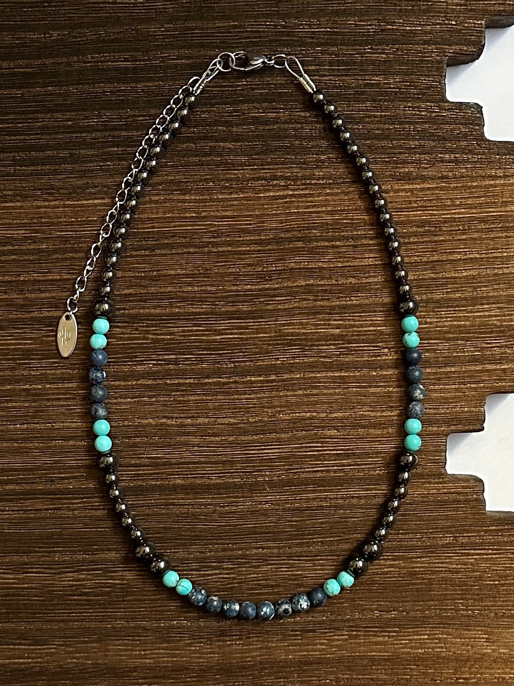 Taos Midnight Sky Black Hematite Western Pearl Choker Necklace 14 inch Red Saguaro Jewelry by Cimarron Red Saguaro Trading Post