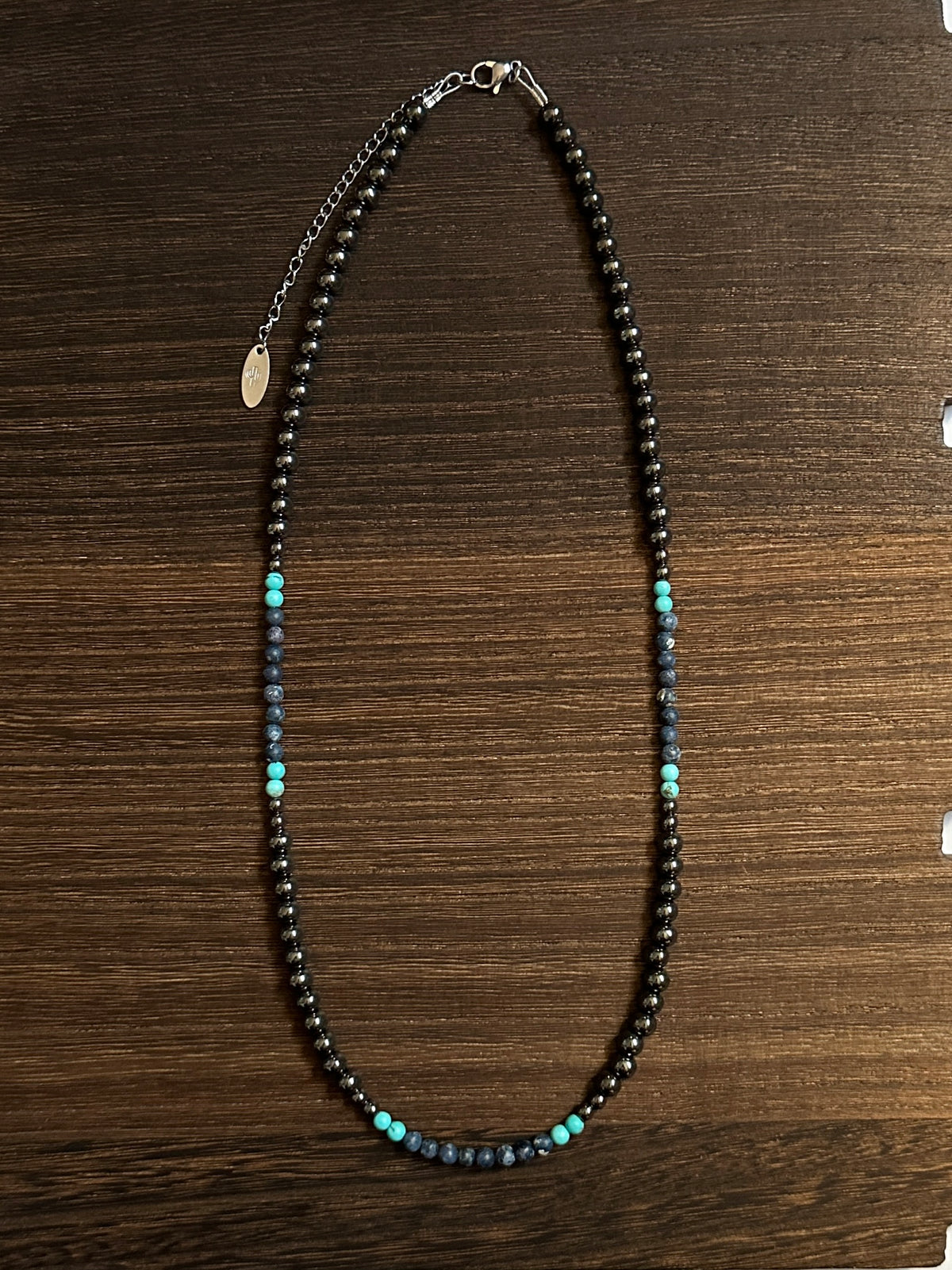 Taos Midnight Sky Black Hematite Western Pearl Necklace 23 inch Red Saguaro Jewelry by Cimarron Red Saguaro Trading Post