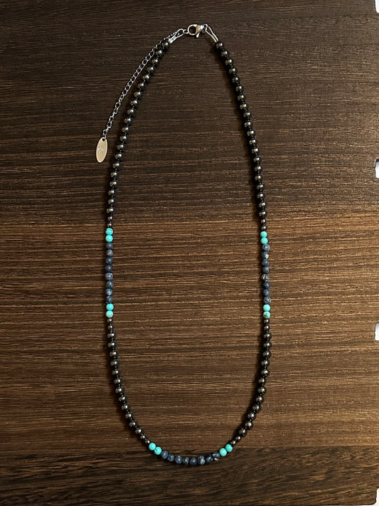 Taos Midnight Sky Black Hematite Western Pearl Necklace 23 inch Red Saguaro Jewelry by Cimarron Red Saguaro Trading Post