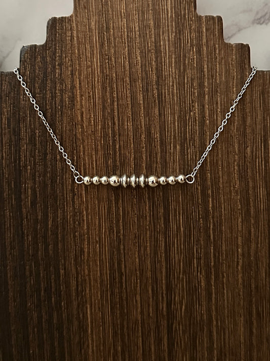 Triple Saucer 6mm Stainless Steel Western Pearl Bar Necklace 16 inch Red Saguaro Jewelry by Cimarron Red Saguaro Trading Post