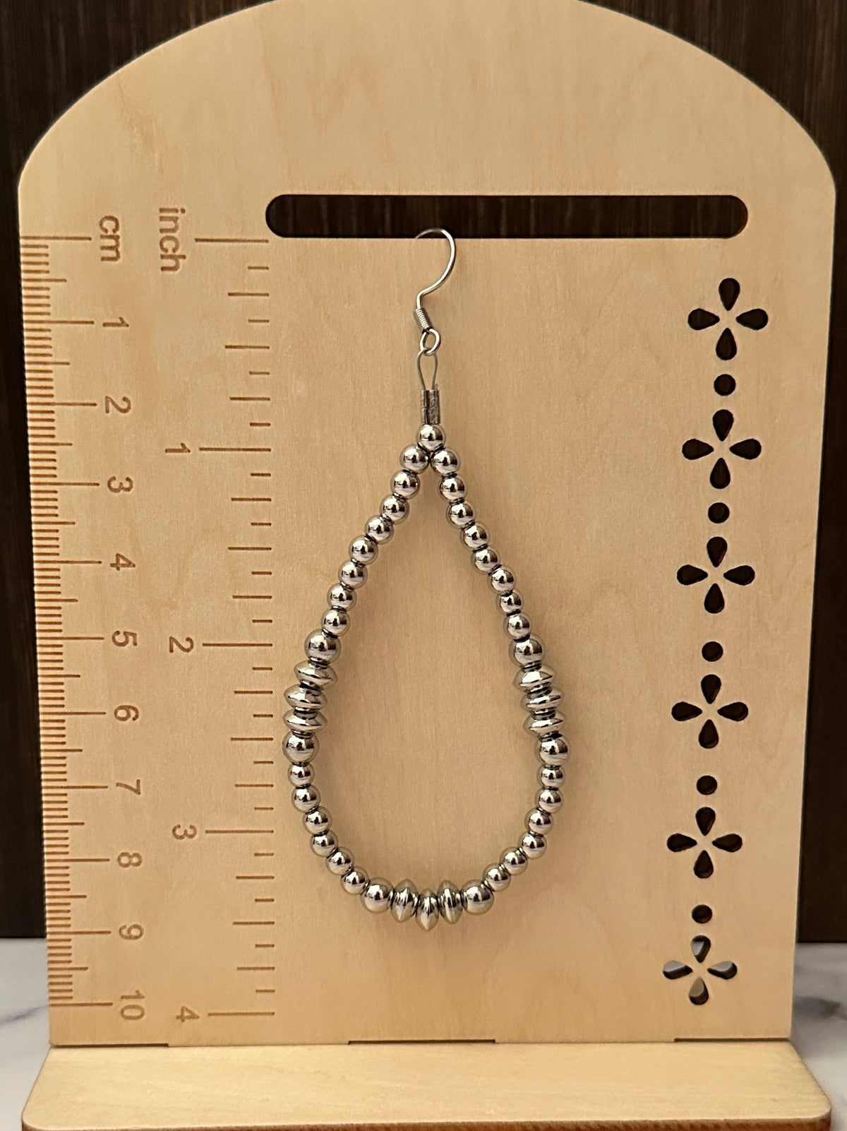 Triple Saucer 6mm Stainless Steel Western Pearl Teardrop Earrings Red Saguaro Jewelry by Cimarron Red Saguaro Trading Post