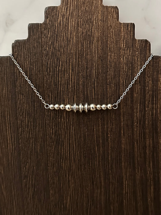 Triple Saucer Stainless Steel Western Pearl Bar Necklace 16 inch Red Saguaro Jewelry by Cimarron Red Saguaro Trading Post