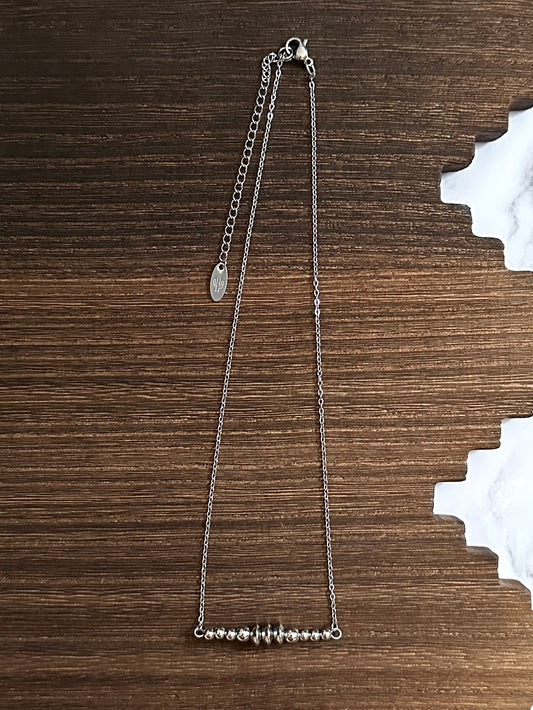 Triple Saucer Stainless Steel Western Pearl Bar Necklace 16 inch Red Saguaro Jewelry by Cimarron Red Saguaro Trading Post
