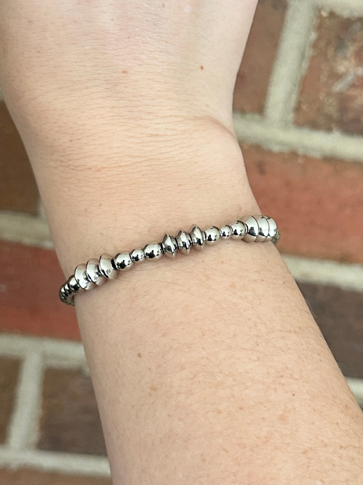 Triple Saucer Stainless Steel Western Pearl Bracelet Red Saguaro Jewelry by Cimarron Red Saguaro Trading Post