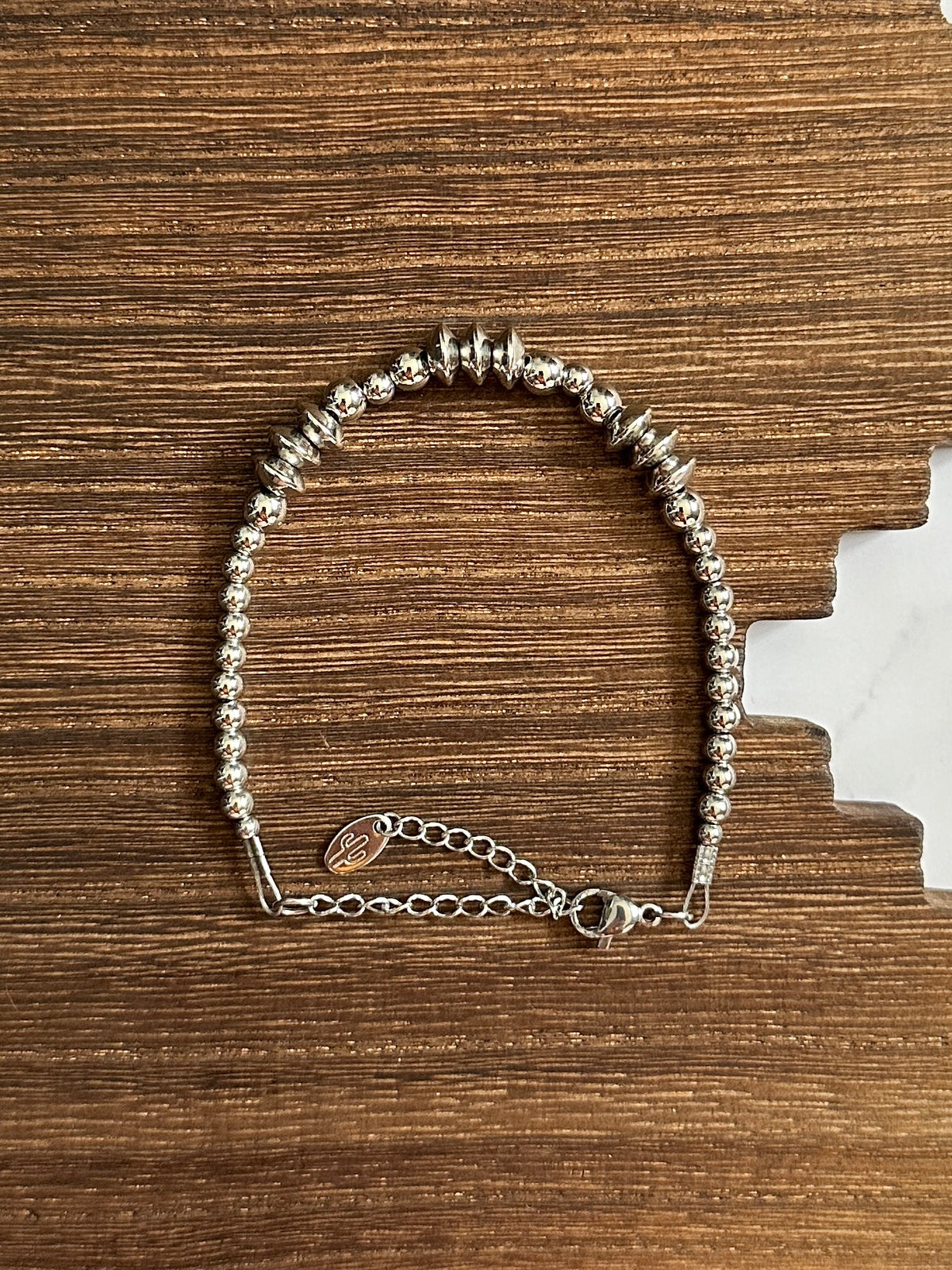 Triple Saucer Stainless Steel Western Pearl Bracelet Red Saguaro Jewelry by Cimarron Red Saguaro Trading Post