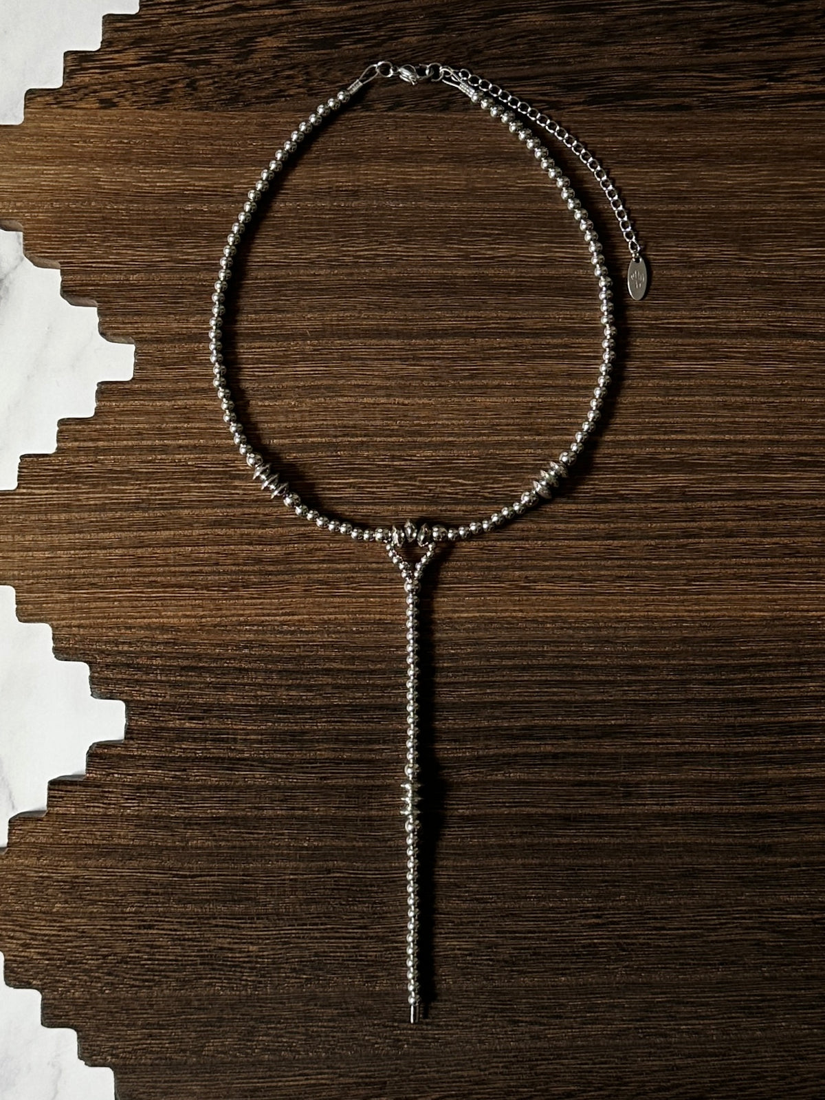 Triple Saucer Stainless Steel Western Pearl Lariat Choker Necklace 14 inch Red Saguaro Jewelry by Cimarron Red Saguaro Trading Post