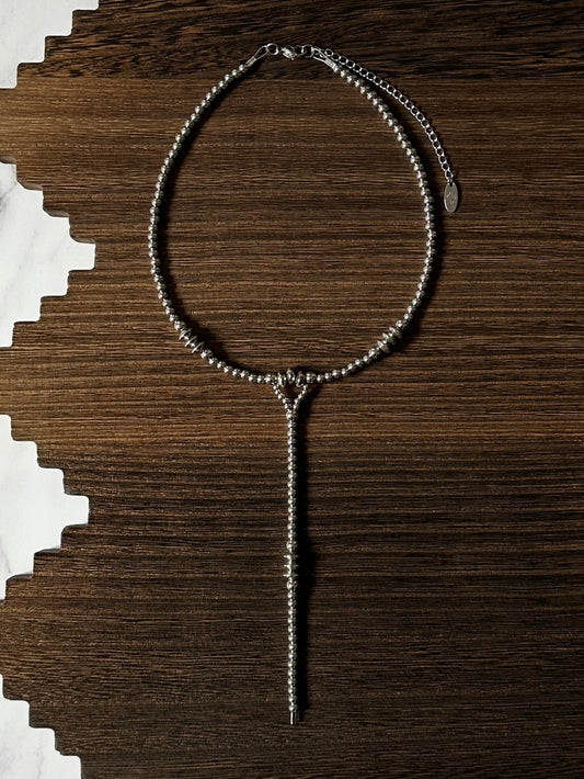 Triple Saucer Stainless Steel Western Pearl Lariat Choker Necklace 14 inch Red Saguaro Jewelry by Cimarron Red Saguaro Trading Post