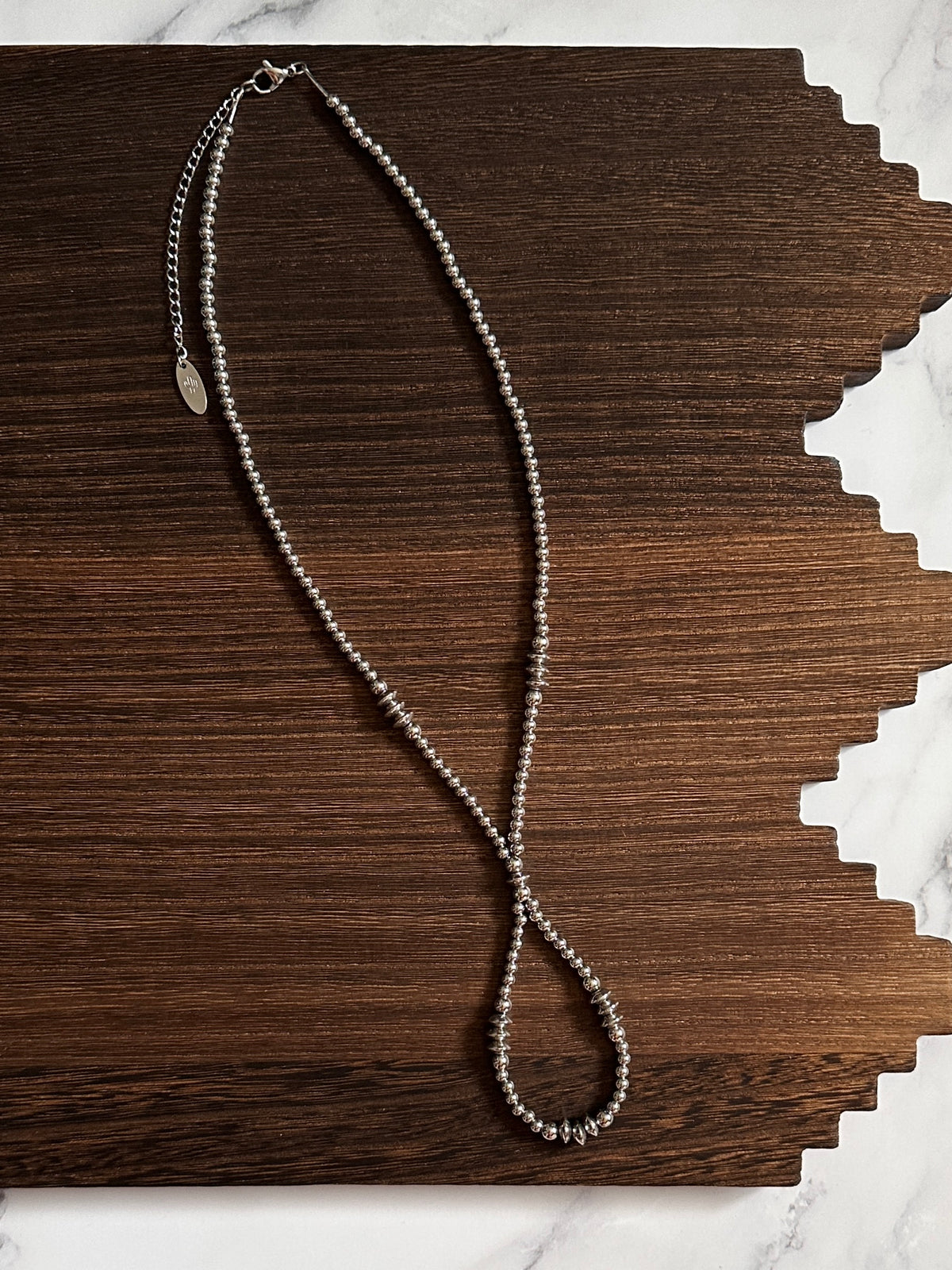 Triple Saucer Stainless Steel Western Pearl Loop Necklace 18 inch Red Saguaro Jewelry by Cimarron Red Saguaro Trading Post