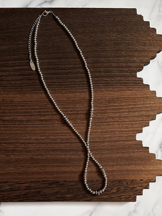 Triple Saucer Stainless Steel Western Pearl Loop Necklace 18 inch Red Saguaro Jewelry by Cimarron Red Saguaro Trading Post