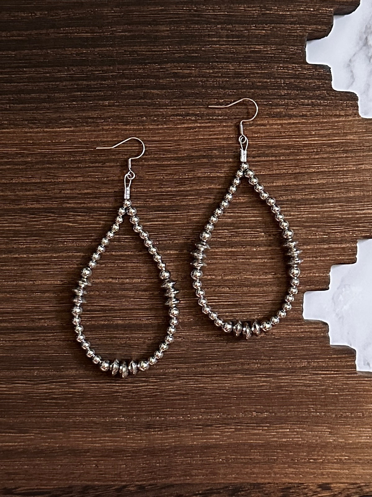 Triple Saucer Stainless Steel Western Pearl Teardrop Earrings Red Saguaro Jewelry by Cimarron Red Saguaro Trading Post