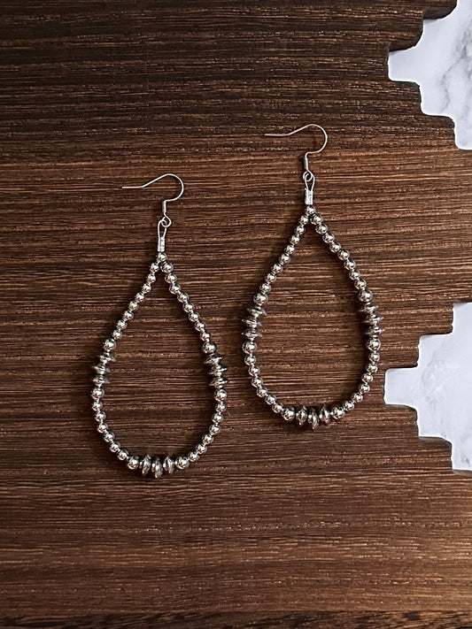 Triple Saucer Stainless Steel Western Pearl Teardrop Earrings Red Saguaro Jewelry by Cimarron Red Saguaro Trading Post