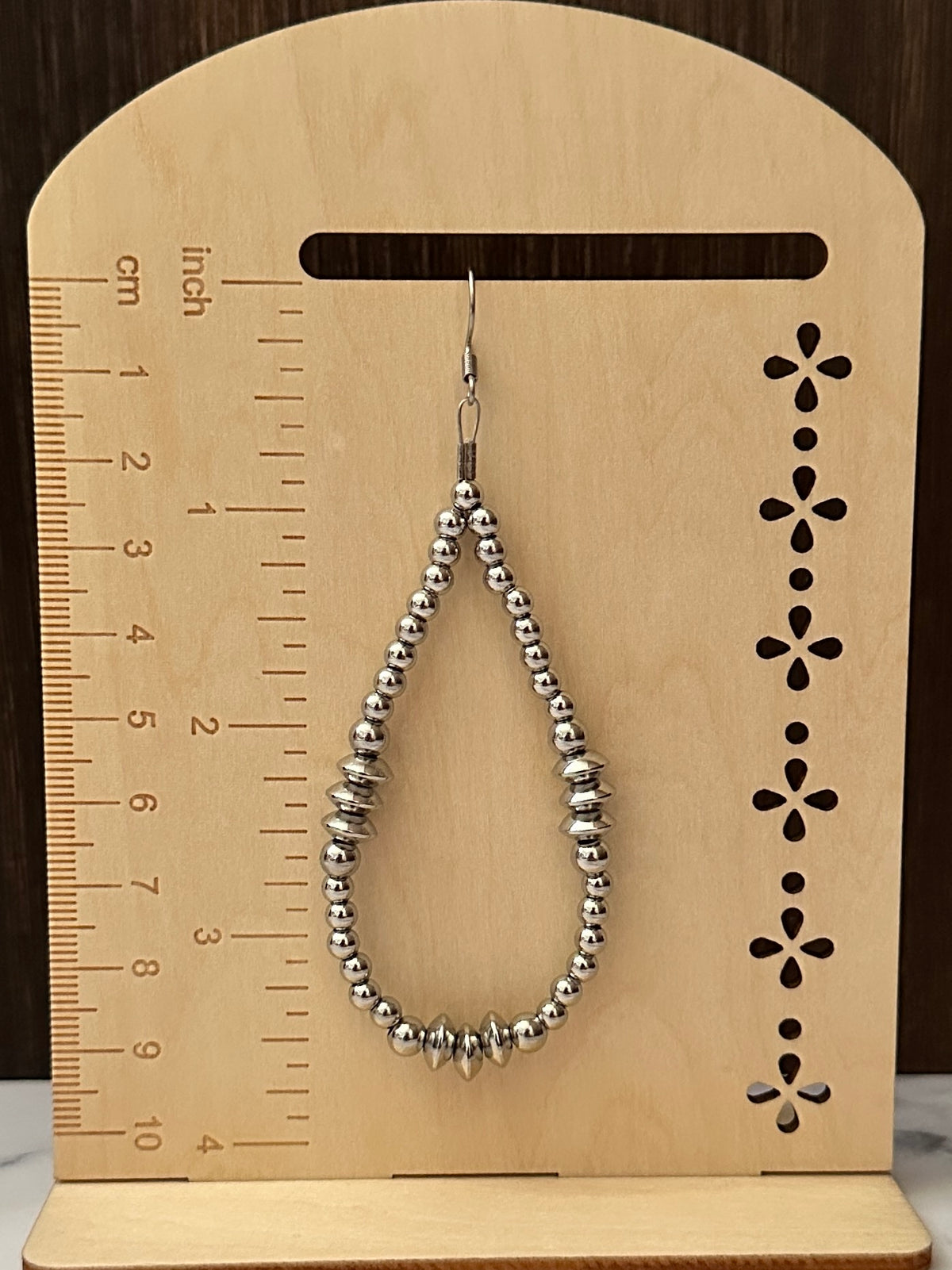 Triple Saucer Stainless Steel Western Pearl Teardrop Earrings Red Saguaro Jewelry by Cimarron Red Saguaro Trading Post