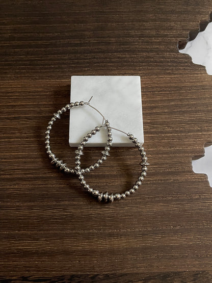 Triple Saucer Western Pearl Hoop Earrings