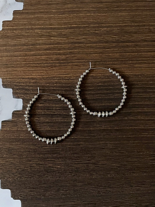 Triple Saucer Western Pearl Hoop Earrings